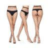 Lot de 4 bas résille transparents ajourés taille haute - Noir 