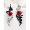 Ensemble collier et boucles d'oreilles gothiques en forme de cœur artificiel avec strass et ailes, accessoires de vacances pour femmes - Noir 