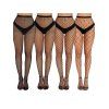 Lot de 4 bas résille transparents ajourés taille haute - Noir 