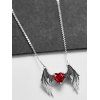 Ensemble collier et boucles d'oreilles gothiques en forme de cœur artificiel avec strass et ailes, accessoires de vacances pour femmes - Noir 