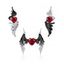 Ensemble collier et boucles d'oreilles gothiques en forme de cœur artificiel avec strass et ailes, accessoires de vacances pour femmes - Noir 