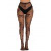 Bas résille gothiques à motif tête de mort, transparents, taille haute, skinny - Noir 