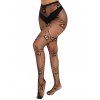 Bas résille gothiques à motif tête de mort, transparents, taille haute, skinny - Noir 