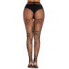 Bas résille gothiques à motif tête de mort, transparents, taille haute, skinny - Noir 