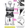 Ensemble de lingerie 3 pièces, couleur unie, empiècement en dentelle, transparent, ajouré, soutien-gorge à armatures, string - Noir XXL | US 12