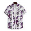 Chemise de vacances pour homme à motif sirène, coquillage, vie marine, boutonnée, retroussée, manches courtes, pour la plage - Concorde 5XL