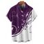 Chemise à manches courtes à imprimé feuilles colorblock, col rabattu et boutonnée, chemise de vacances - Noir 5XL