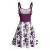 Robe de plage courte à imprimé sirène et coquillages, motif vie marine, buste froncé, ceinture, décolleté en cœur - Concorde XXXXXL | US 20