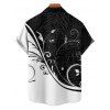 Colorblock Leaf Print Ruched Bust Mini Belted Dress And Short Sleeve Vacation Shirt Matching Outfit - Noir S | US 4