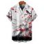Chemise de vacances à manches courtes et boutons pour homme, décontractée, avec motif de fleurs de pêcher, d'oiseaux et de montagnes - Noir 5XL