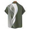Chemise à manches retroussables pour homme, imprimée de lignes abstraites, chemise décontractée à manches courtes et boutonnée - Vert clair 3XL