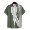 Chemise à manches retroussables pour homme, imprimée de lignes abstraites, chemise décontractée à manches courtes et boutonnée - Vert clair 3XL