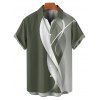 Chemise à manches retroussables pour homme, imprimée de lignes abstraites, chemise décontractée à manches courtes et boutonnée - Vert clair 3XL