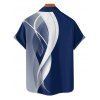 Chemise à manches retroussables pour homme, imprimée de lignes abstraites, chemise décontractée à manches courtes et boutonnée - Bleu 5XL