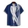 Chemise à manches retroussables pour homme, imprimée de lignes abstraites, chemise décontractée à manches courtes et boutonnée - Bleu 5XL