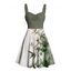 Robe de vacances à motif de feuilles de bambou ombré, buste froncé, col en cœur, robe trapèze décontractée courte - Vert profond XXXXXL | US 20