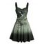 Robe de vacances à motif tourbillonnant de fleurs et de feuilles ombrées, buste froncé, col en cœur, robe trapèze mini décontractée - Vert profond XXXXXL | US 20