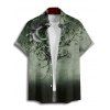 Chemise de vacances décontractée à manches courtes et boutons pour homme, motif tourbillon de fleurs et de feuilles ombré - Vert profond 5XL