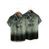 Chemise de vacances décontractée à manches courtes et boutons pour homme, motif tourbillon de fleurs et de feuilles ombré - Vert profond 5XL