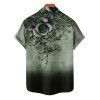 Chemise de vacances décontractée à manches courtes et boutons pour homme, motif tourbillon de fleurs et de feuilles ombré - Vert profond 5XL