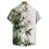Chemise de vacances à motif de feuilles de bambou ombré pour homme, chemise décontractée à manches courtes et boutonnée et retroussable - Vert profond 5XL