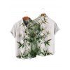 Chemise de vacances à motif de feuilles de bambou ombré pour homme, chemise décontractée à manches courtes et boutonnée et retroussable - Vert profond 5XL