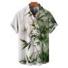 Chemise de vacances à motif de feuilles de bambou ombré pour homme, chemise décontractée à manches courtes et boutonnée et retroussable - Vert profond 5XL