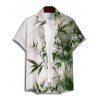 Chemise de vacances à motif de feuilles de bambou ombré pour homme, chemise décontractée à manches courtes et boutonnée et retroussable - Vert profond 5XL