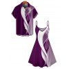 Abstract Lines Print V Neck High Waist Spaghetti Strap Dress and Roll Up Sleeve Shirt Outfit - Concorde S | US 4