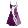 Abstract Lines Print V Neck High Waist Spaghetti Strap Dress and Roll Up Sleeve Shirt Outfit - Concorde S | US 4