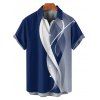 Abstract Lines Print V Neck High Waist Spaghetti Strap Dress and Roll Up Sleeve Shirt Outfit - Bleu S | US 4