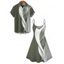 Abstract Lines Print V Neck High Waist Spaghetti Strap Dress and Roll Up Sleeve Shirt Outfit - Vert clair S | US 4