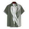 Abstract Lines Print V Neck High Waist Spaghetti Strap Dress and Roll Up Sleeve Shirt Outfit - Vert clair S | US 4