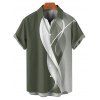 Abstract Lines Print V Neck High Waist Spaghetti Strap Dress and Roll Up Sleeve Shirt Outfit - Vert clair S | US 4