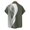 Abstract Lines Print V Neck High Waist Spaghetti Strap Dress and Roll Up Sleeve Shirt Outfit - Vert clair S | US 4