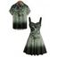 Vacation Couple Outfit Ombre Flower Leaf Swirl Pattern Ruched Bust Sweetheart Neck A Line Mini Dress and Button Up Shirt Casual Matching Outfit - Vert profond S | US 4