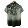 Vacation Couple Outfit Ombre Flower Leaf Swirl Pattern Ruched Bust Sweetheart Neck A Line Mini Dress and Button Up Shirt Casual Matching Outfit - Vert profond S | US 4