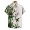 Vacation Couple Outfit Ombre Bamboo Leaf Pattern Ruched Bust Dress and Button Up Shirt Casual Matching Outfit - Vert profond S | US 4