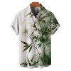 Vacation Couple Outfit Ombre Bamboo Leaf Pattern Ruched Bust Dress and Button Up Shirt Casual Matching Outfit - Vert profond S | US 4