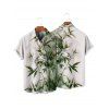 Vacation Couple Outfit Ombre Bamboo Leaf Pattern Ruched Bust Dress and Button Up Shirt Casual Matching Outfit - Vert profond S | US 4