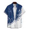 Chemise à manches courtes à imprimé feuilles colorblock, col rabattu et boutonnée, chemise de vacances - Bleu S
