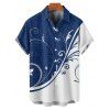 Chemise à manches courtes à imprimé feuilles colorblock, col rabattu et boutonnée, chemise de vacances - Bleu S