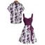Vacation Couple Outfit Mermaid Fish Shell Marine Life Pattern Ruched Bust Belt Dress and Button Up Shirt Beach Matching Outfit - Concorde S | US 4