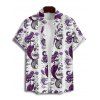 Vacation Couple Outfit Mermaid Fish Shell Marine Life Pattern Ruched Bust Belt Dress and Button Up Shirt Beach Matching Outfit - Concorde S | US 4