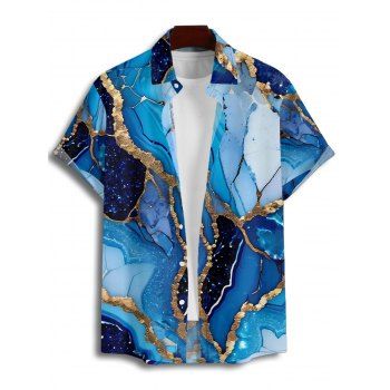 Vacation Couple Outfit Colorblock Marbled Sequined Printed Spaghetti Strap Tank Dress and Button Up Shirt Casual Matching Outfit