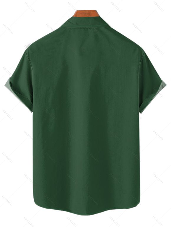 Chemise de vacances à manches courtes et boutons pour homme, motif cocotier, à rayures ondulées et à rayures - Vert profond 4XL