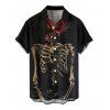 Gothic Couple Outfit Skeleton Rose Pattern Ruched Bust Sweetheart Neck A Line Mini Dress and Button Up Shirt Holiday Matching Outfit - Noir S | US 4