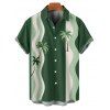 Vacation Couple Outfit Colorblock Line Coconut Tree Pattern Spaghetti Strap Tank Dress and Button Up Shirt Beach Matching Outfit - Vert profond S | US 4