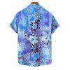 Chemise de vacances à manches courtes et boutons pour homme, motif floral et feuilles, décontractée, tie-dye - Bleu Ciel 5XL