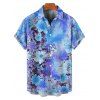 Chemise de vacances à manches courtes et boutons pour homme, motif floral et feuilles, décontractée, tie-dye - Bleu Ciel 5XL